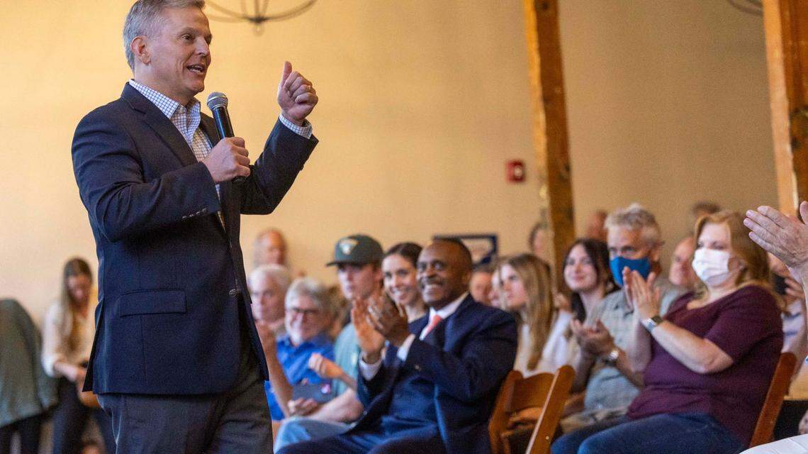 Attorney General Josh Stein, the Democratic candidate for governor,&nbsp;speaks during a a campaign event in Pittsboro on Wednesday, Sept. 18, 2024.