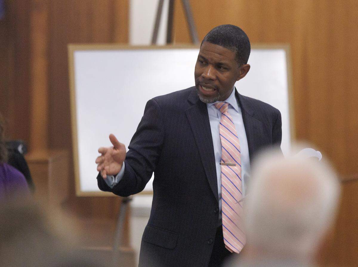 Attorney Jonathan Trapp presents the defense’s closing argument on Jan. 22. 