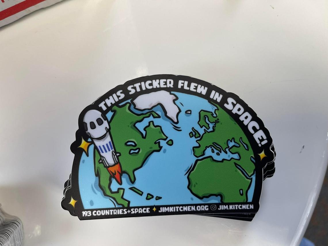UNC-Chapel Hill business professor Jim Kitchen is bringing stickers on his trip to space to give to future students.