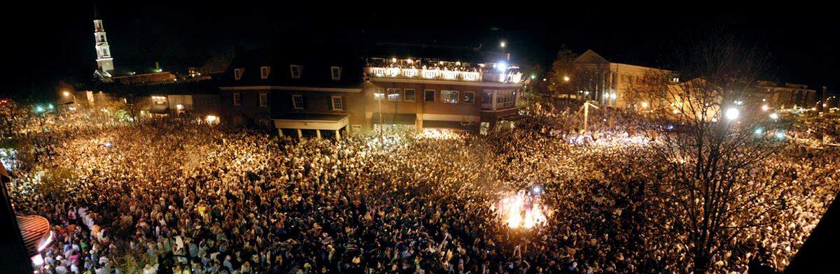 A photo montage of Franklin Street after the Tar Heels beat Illinois for the NCAA Championship in 2005.