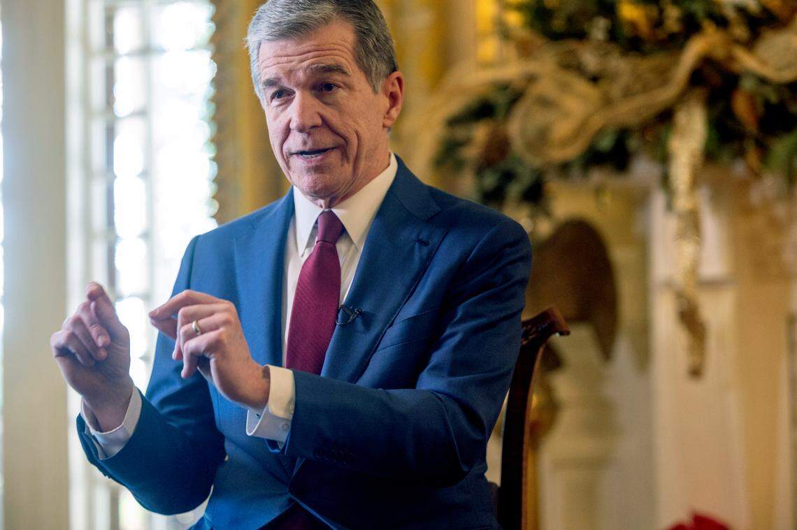 Gov. Roy Cooper is interviewed by The News & Observer at the Executive Mansion Tuesday, Dec. 9, 2023.