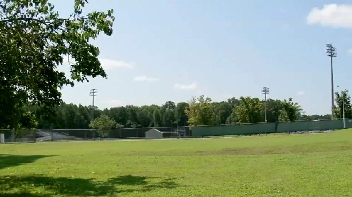 View of the football stadium at Southeast Raleigh High School in Raleigh, N.C.