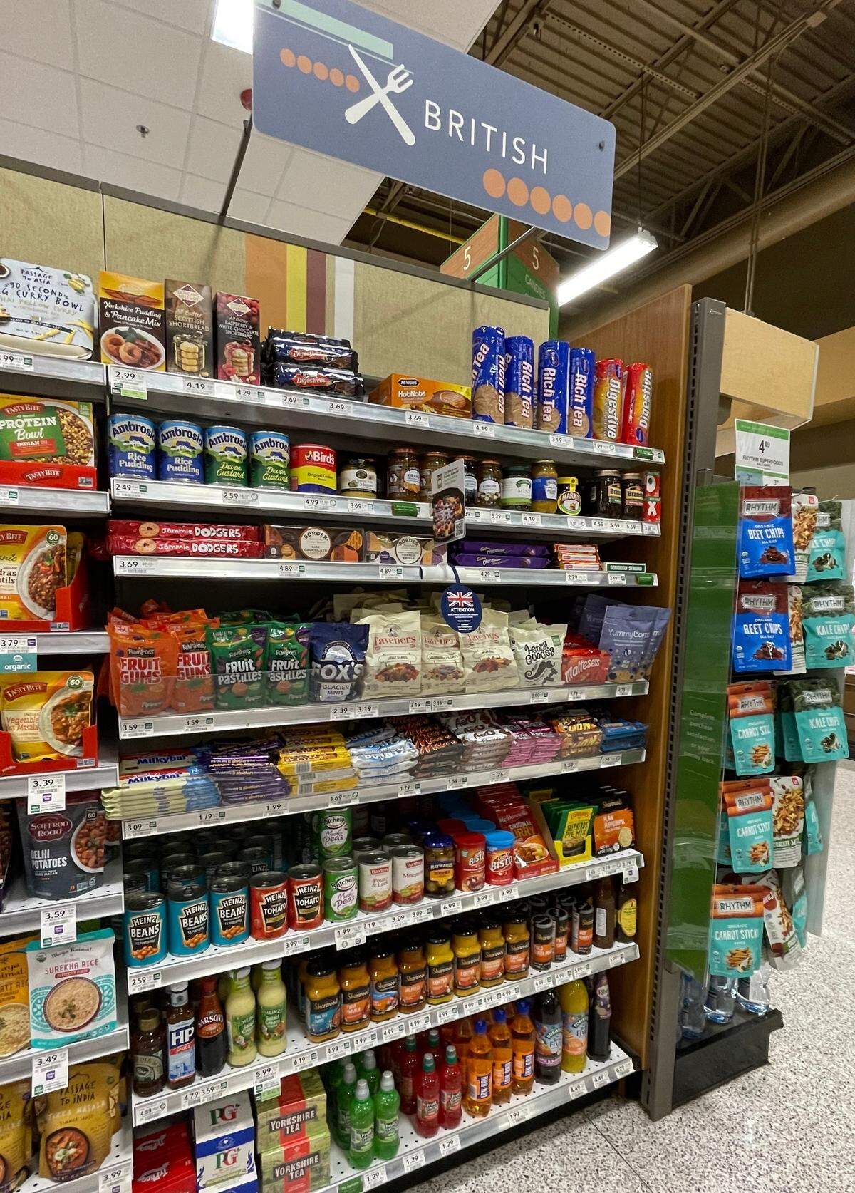 The British Foods section at Publix grocery store in Raleigh, NC.