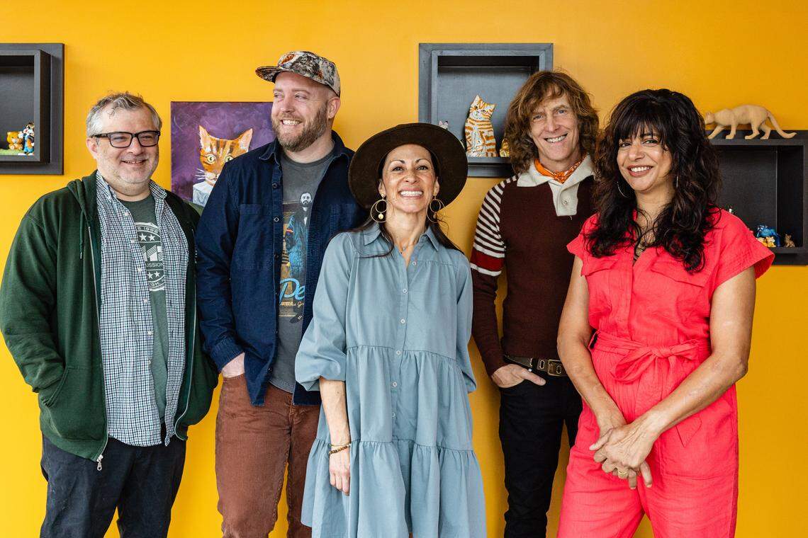 The owners of Big Cat include James Beard nominees and recipients of a Michelin Bib Gourmand. From left, Locals Seafood partner Justin Pasfield, Ex Voto owners Marshall Davis and Angela Salamanca and Ajja owners Paul Siler and Cheetie Kumar will open Big Cat this spring.