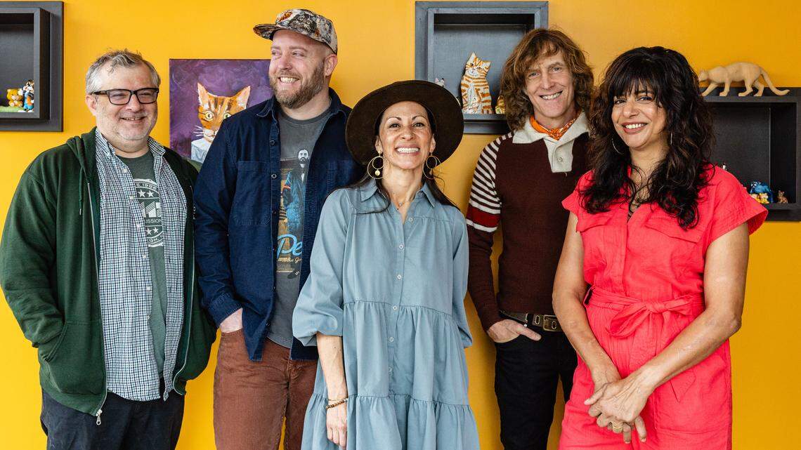 The owners of Big Cat include James Beard nominees and recipients of a Michelin Bib Gourmand. From left, Locals Seafood partner Justin Pasfield, Ex Voto owners Marshall Davis and Angela Salamanca and Ajja owners Paul Siler and Cheetie Kumar will open Big Cat this spring.