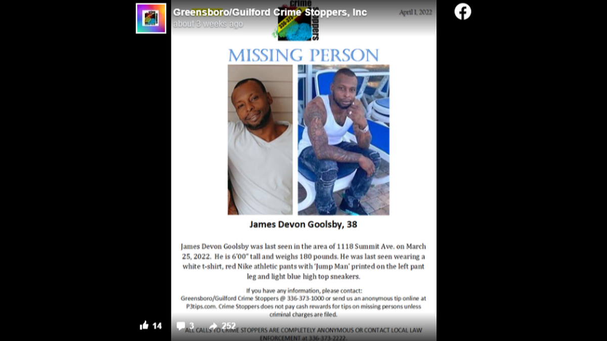 James Devon Goolsby’s remains were found in Virginia, officials said.