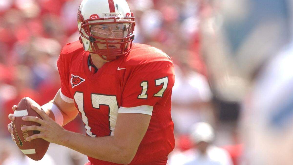 STATEUNC52.SP.092703.TSS--RALEIGH--NC State’s Philip Rivers during the game against UNC at Carter Finley Stadium, Saturday, Sept. 27, 2003. Staff Photo by Scott Sharpe