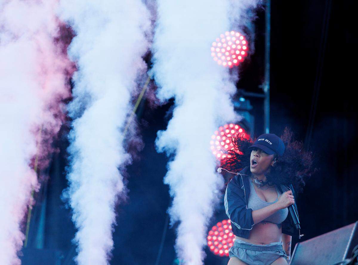 Keyshia Cole performs during the fifth Dreamville Festival on Saturday, April 5, 2025, at Dorothea Dix Park in Raleigh, N.C.