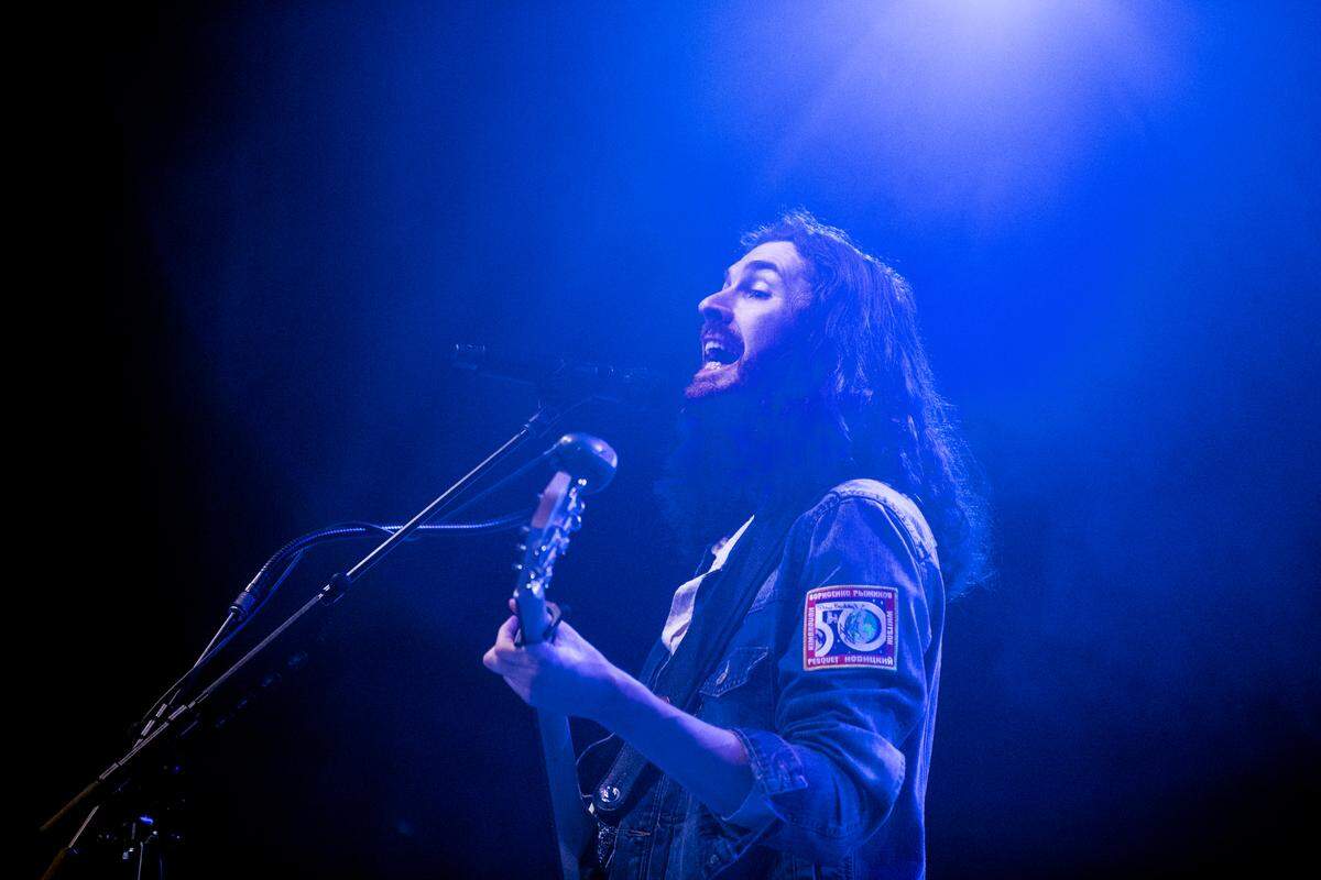 Hozier in concert at Raleigh, N.C.’s Red Hat Amphitheater, Tuesday night, Oct. 3, 2023.