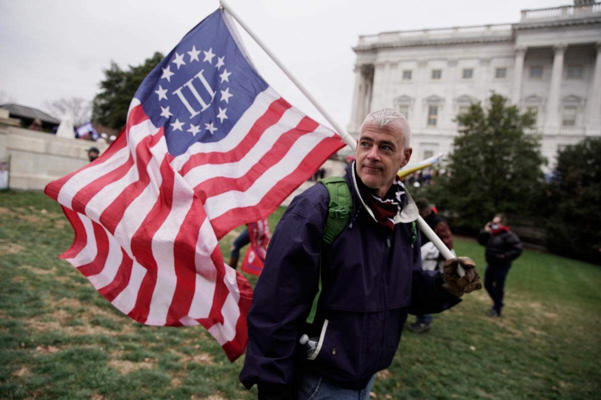 Thomas May stands outside the U.S. Capitol building in Washington, D.C., on Jan. 6, 2021.
