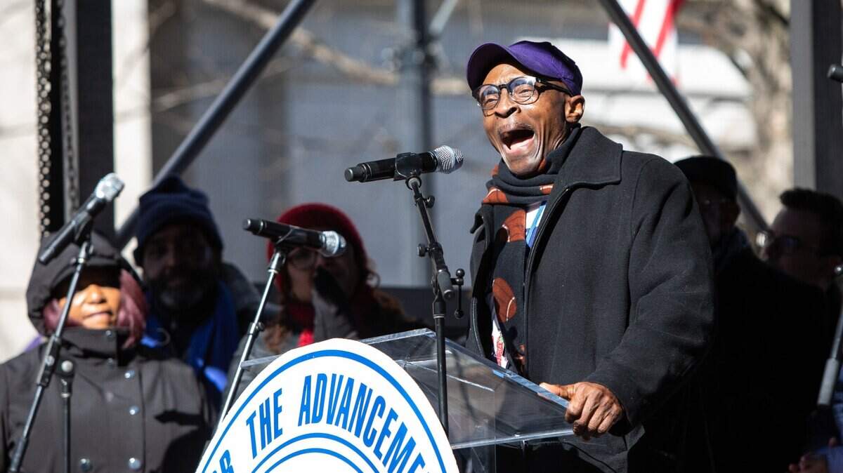 The late Rev. Dr. T. Anthony Spearman, President of the North Carolina NAACP, speaking at the annual Moral March on Raleigh, in Raleigh, N.C., Saturday, Feb. 8, 2020.