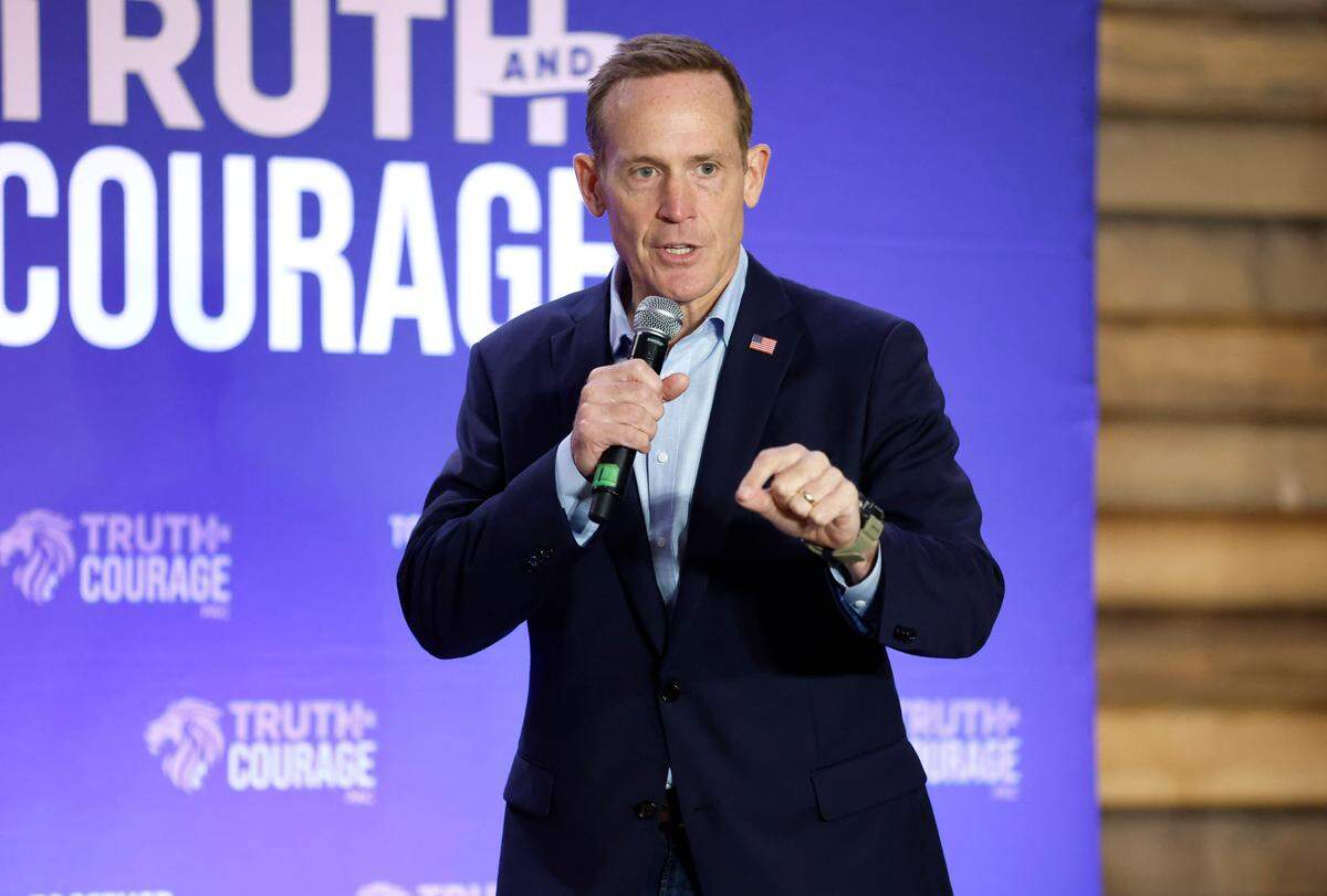 Ted Budd, then a U.S. Senate candidate, talks during a campaign rally in Selma on Oct. 25, 2022.