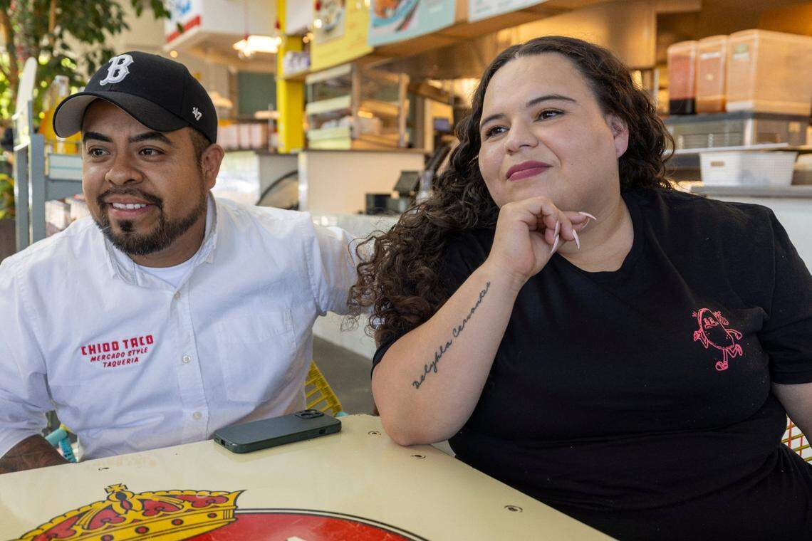 Abraham Cervantes, left, and Johana Castro general managers of Chido Taco, at their Bale Street location.