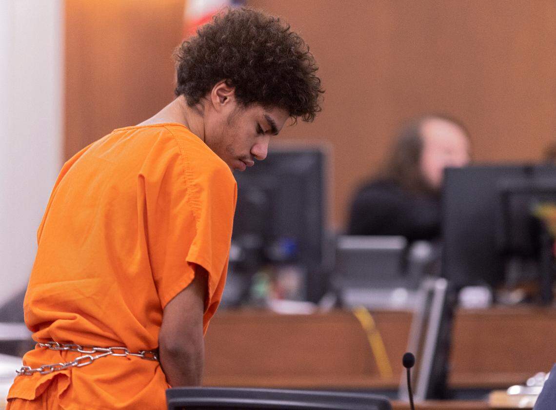 Issiah Ross, 18, enters Orange County Superior Court for a hearing on Tuesday, Jan. 10, 2023, in Hillsborough, N.C. Ross is charged with two counts of first-degree murder in the Sept. 18 deaths of Lyric Woods, 14, and Devin Clark, 18.