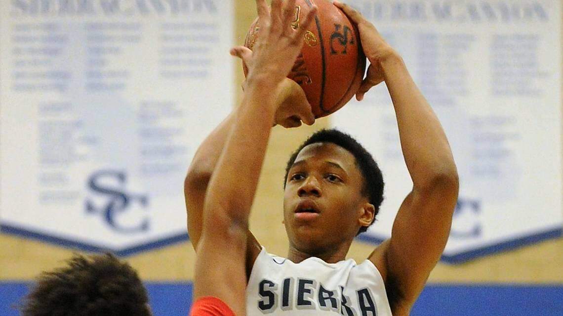 Sierra Canyon’s Marcus Bagley shoots over Crossroads’ Cole Thomas. Michael Owen Baker Los Angeles Daily News