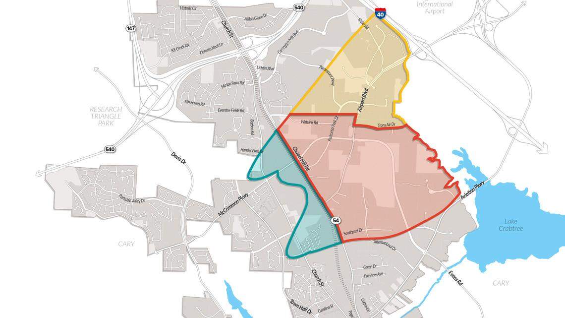 The Town of Morrisville proposes to continue banning residential development in the part of its Airport Overlay District closest to Raleigh-Durham International Airport (AO-A). But it wants to allow multi-family development in the part of the district that includes McCrimmon Parkway (Extended AO-B), despite objections from RDU officials.