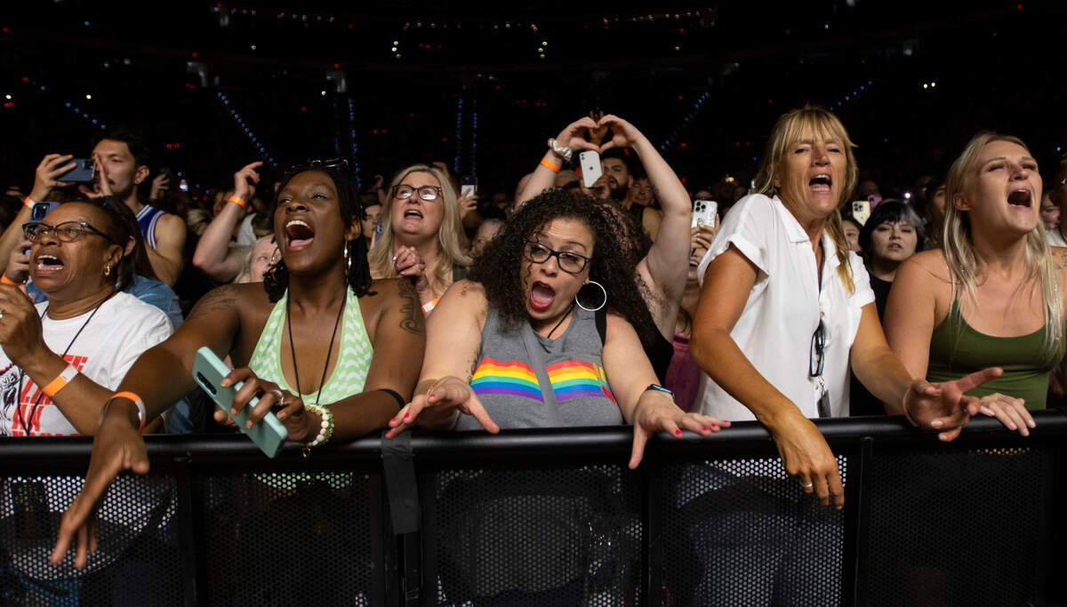 Fans cheer Sam Smith in concert on the “Gloria” tour, Tuesday night, Aug. 1, 2023 in Raleigh, N.C.