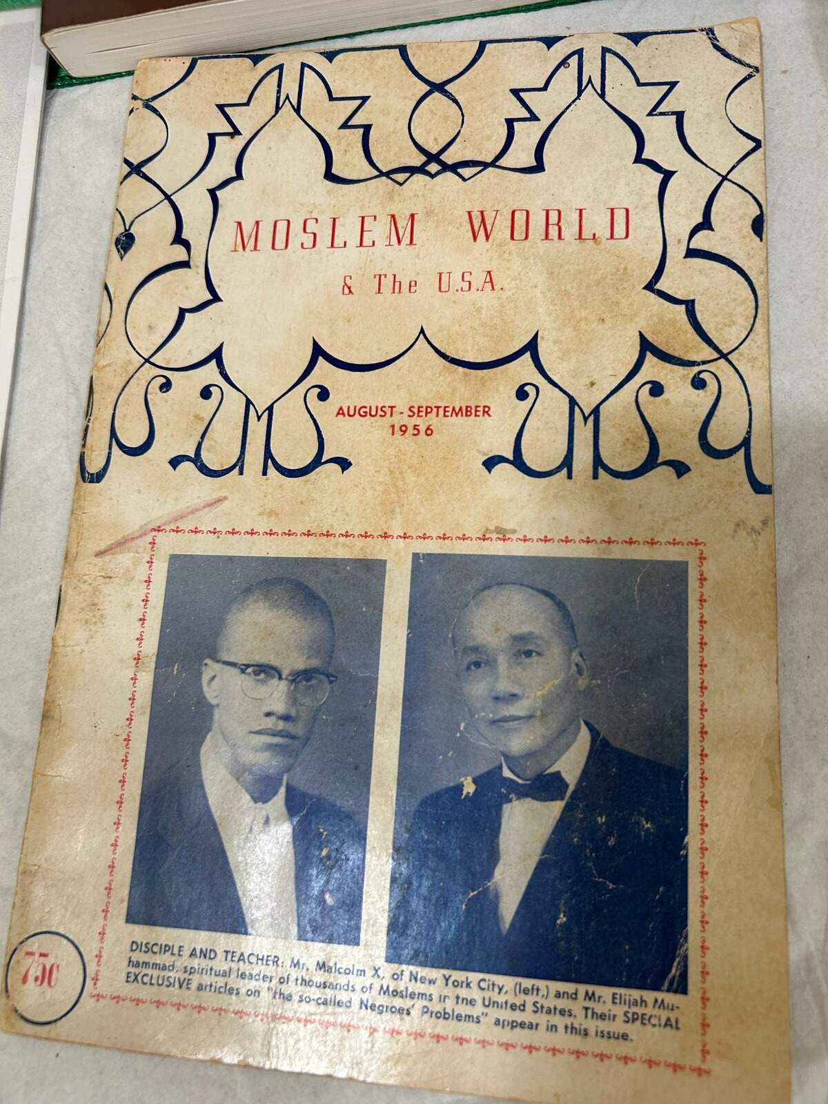 This artifact from 1956, featuring Malcolm X on its cover, sits inside Ar-Razzaq Islamic Center, a memory of when the slain civil rights leader spoke in Durham.