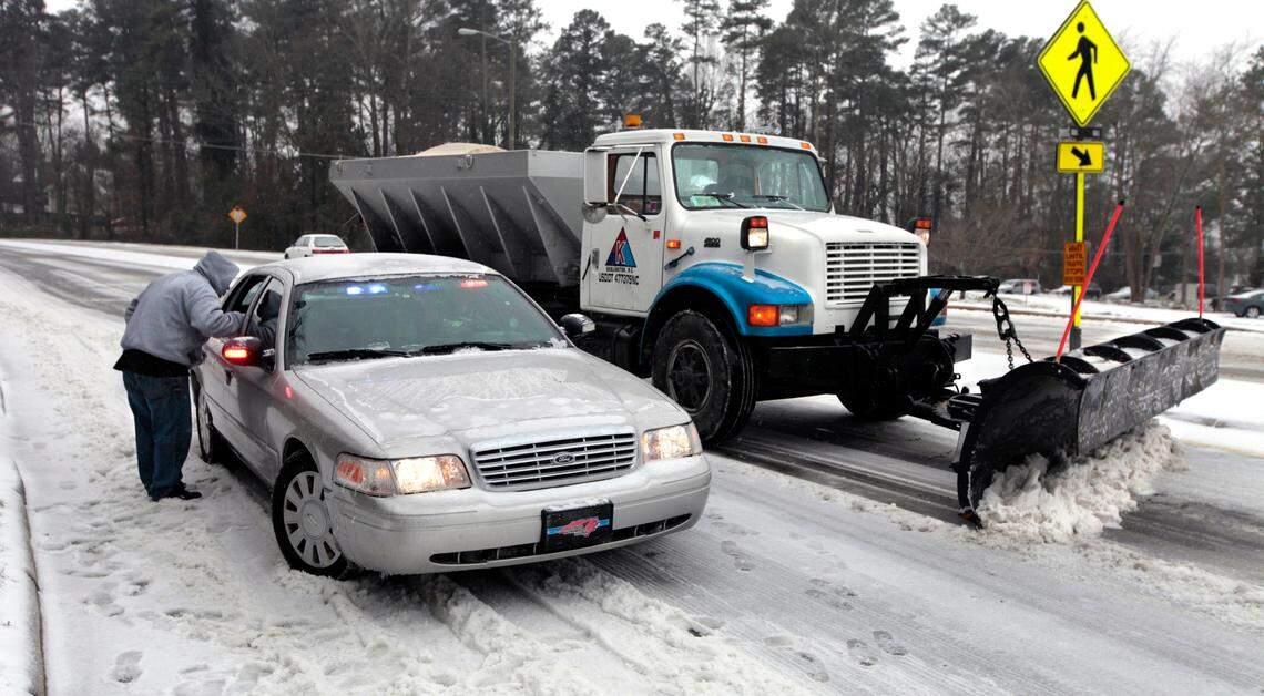 North Carolina law says the maximum legal size of a snow plow blade is 12 feet wide unless you have a special permit.