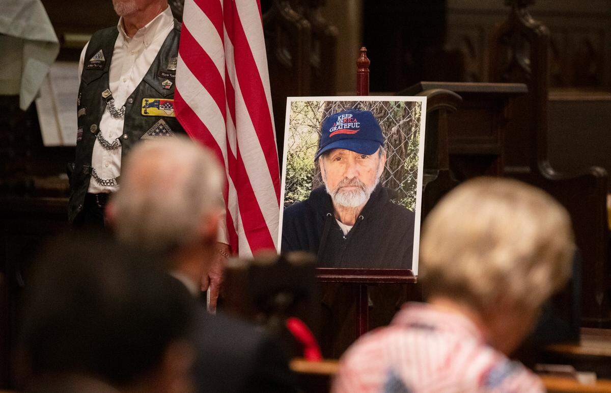 U.S. Army veteran Dominic Fiumara experienced homelessness in Raleigh for more than a decade. A small crowd attended his funeral to honor him and remember the impact he had on his friends at the Church of the Good Shepard in Raleigh, N.C. on Veterans Day, Thursday, Nov. 11, 2021.