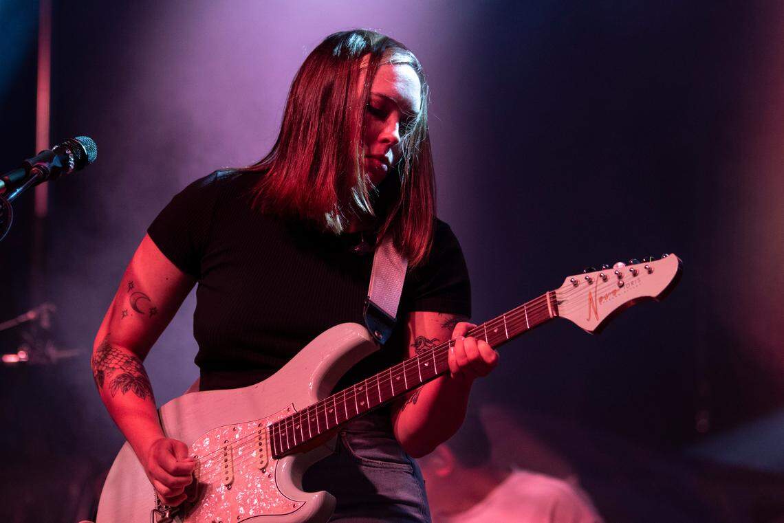 Sophie Allison and Soccer Mommy perform at the Hopscotch Music Festival in Raleigh, N.C., Saturday night, Sept. 9, 2023.