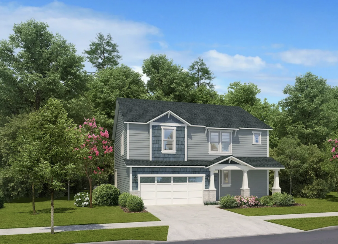 A rendering of Amavi Brier Creek, a single-family build-to-rent community located in eastern Durham County.