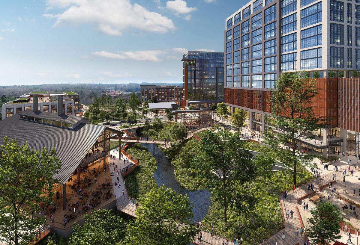 The North Hills Innovation District would emphasize green space.