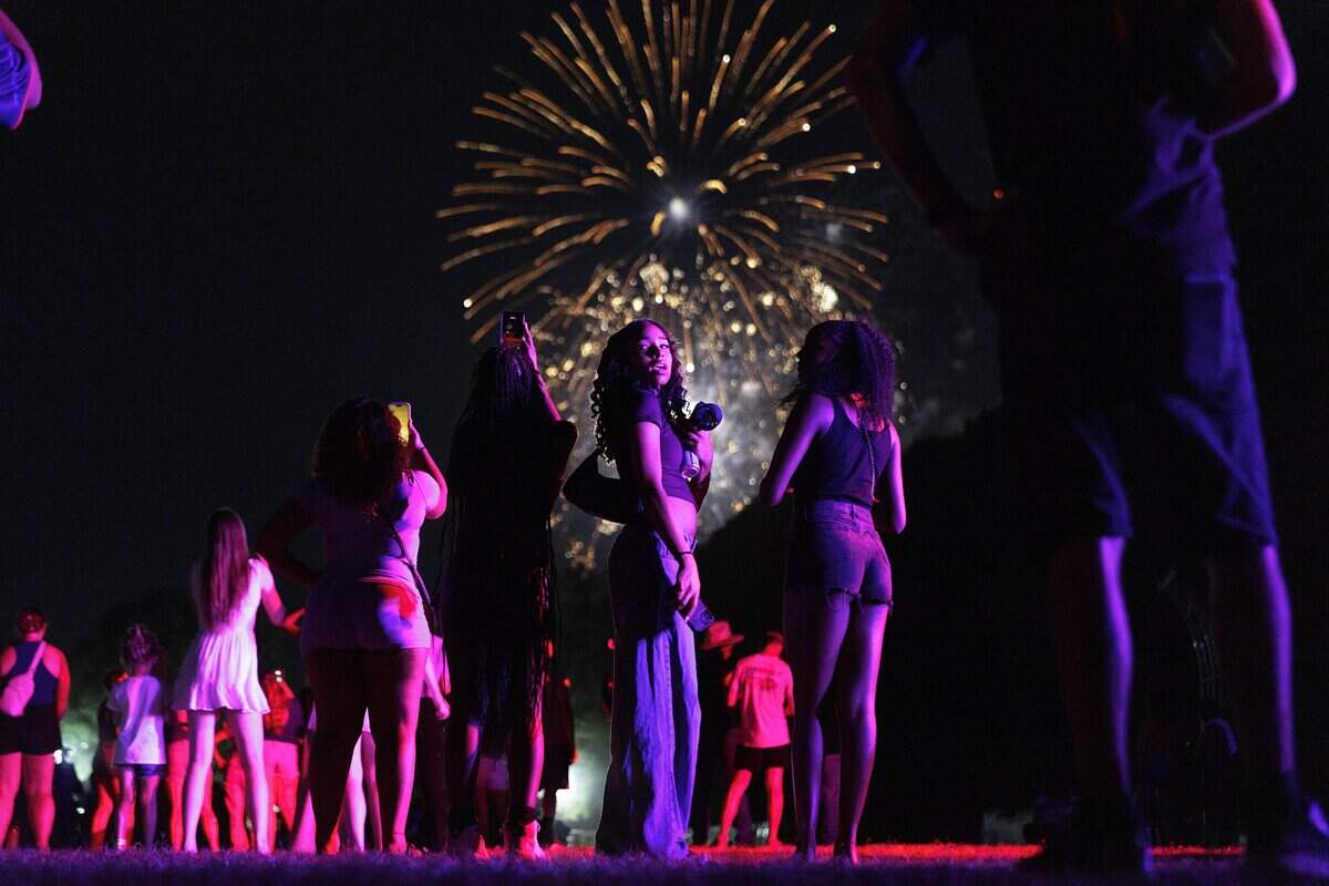 Attendees viewed the Fourth of July fireworks spectacle from The Big Field at Dix Park on Saturday, July 4, 2026, in Raleigh.