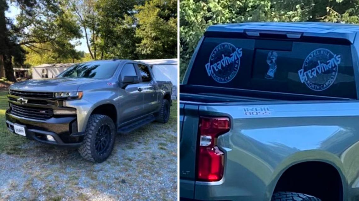 Chapel Hill police say a man fired a gunshot before stealing this silver 2021 Chevrolet Silverado with NC license tag JFC-4180 from the parking lot of the restaurant on Monday, Sept. 16, 2024, on South Elliott Road.