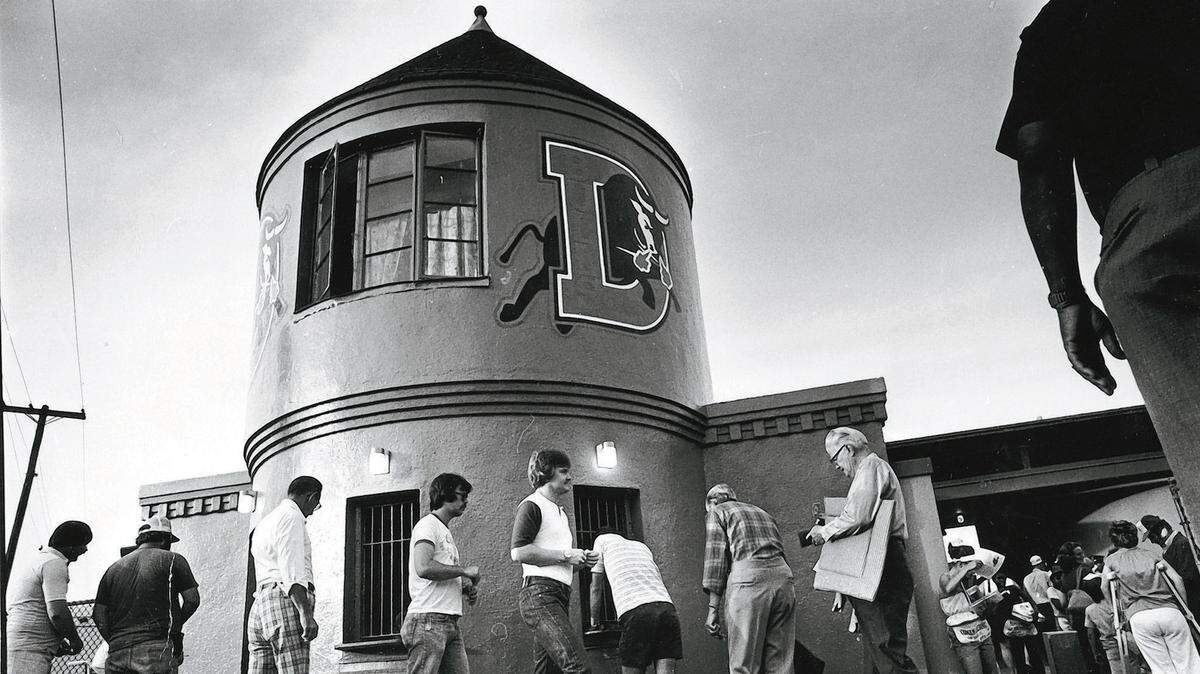 Durham Bulls fans file into the Durham Athletic Park in 1980.