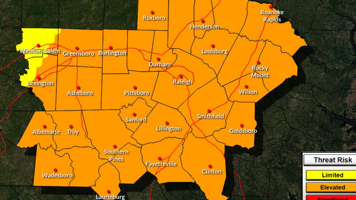 The National Weather Service issued a flood warning for much of Central and Eastern North Carolina as a storm tracks up the East Coast. Daily rainfall records could be broken in the southeastern part of the state.