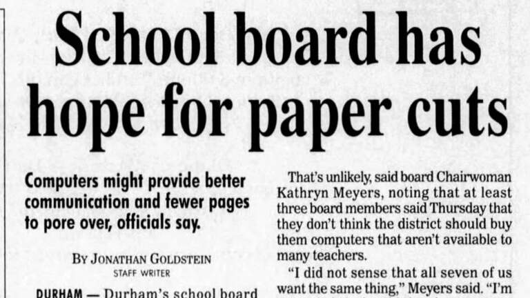 School board considers using email to replace paper — Today in Triangle history