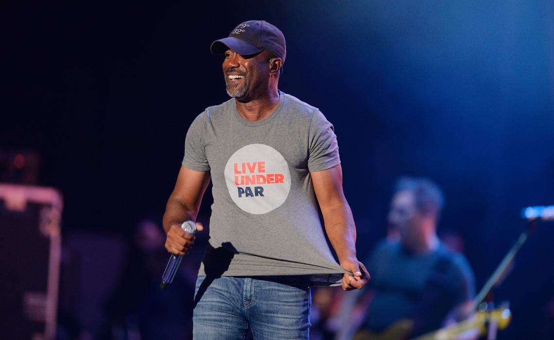 Darius Rucker reacts to the crowd as Hootie and the Blowfish play Raleigh, N.C.’s Coastal Credit Union Music Park at Walnut Creek on their reunion “Group Therapy Tour” Friday night May 31, 2019.