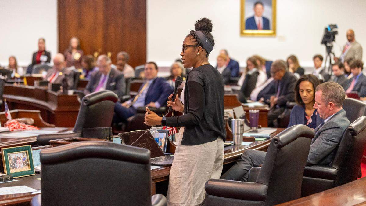 Sen. DeAndrea Salvador of Mecklenburg County is suing Whirlpool and the parent company of an advertising agency, saying they falsified her endorsement. In this file photo, she’s pictured speaking in the NC General Assembly.