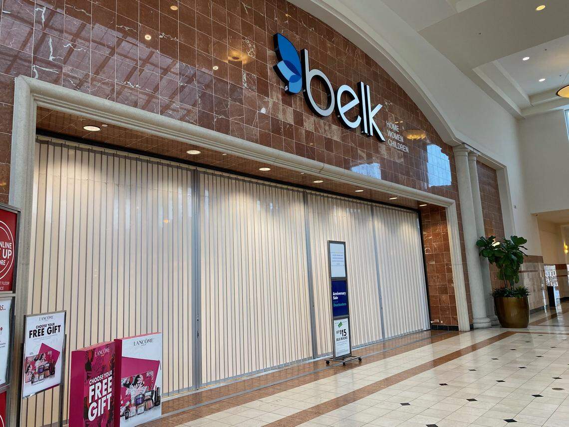 Charlotte-based Belk stores, such as this one at Crabtree Valley Mall in Raleigh, closed temporarily in mid-March due to concerns over the COVID-19 coronavirus outbreak. North Carolina stores will reopen Monday.