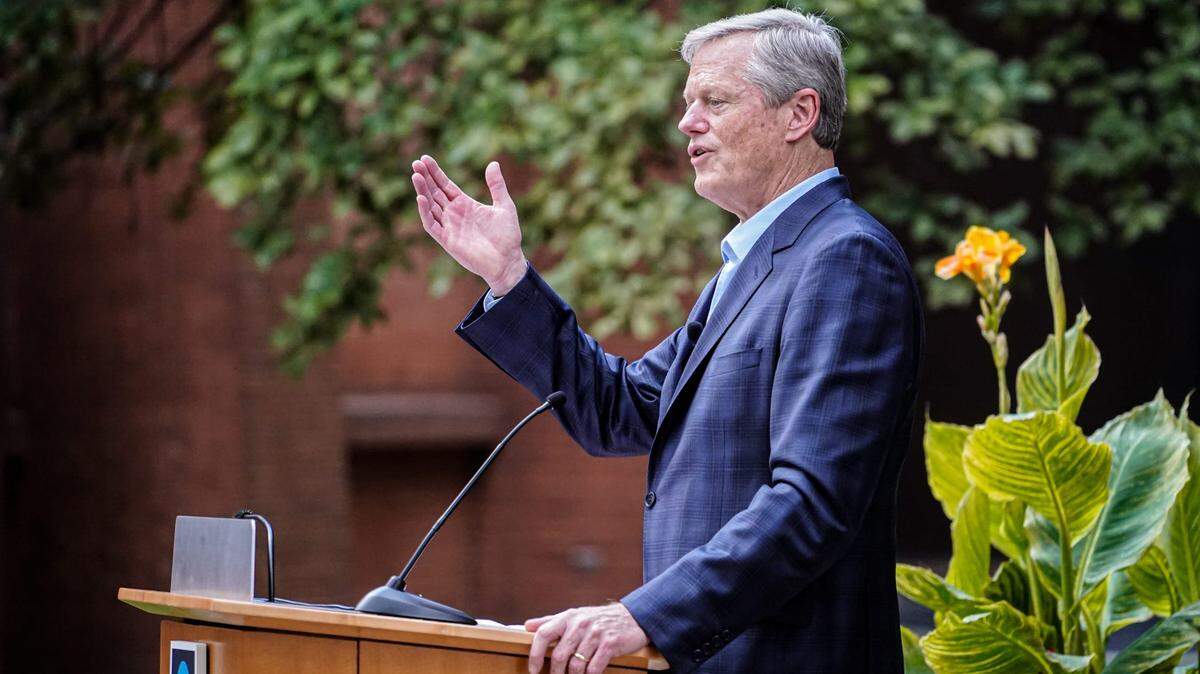 President of the NCAA, Charlie Baker speaks during a press conference celebrating the 25 year anniversary of the NCAA moving its national office to Indianapolis on Tuesday, Aug. 13, 2024, at the NCAA Headquarters in Indianapolis.