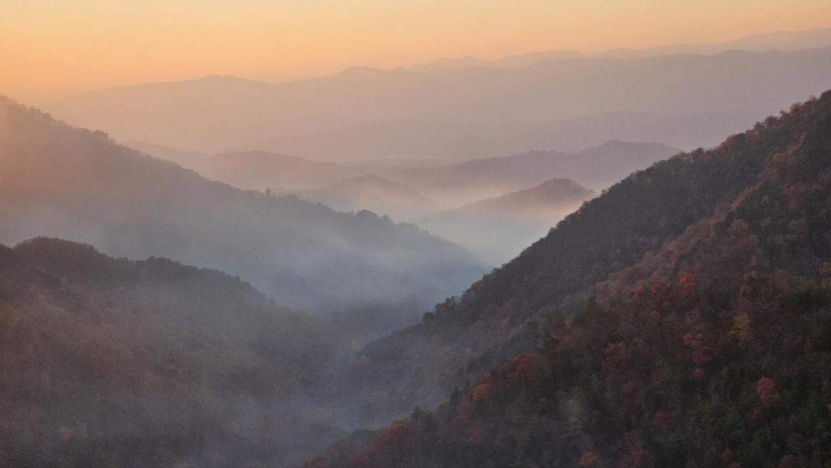 Smoke from the Collett Ridge Fire settles in the valleys inside the Nantahala National Forest outside Andrews in Western North Carolina. Firefighters have struggled to contain the blaze because of dry conditions and rough terrain.