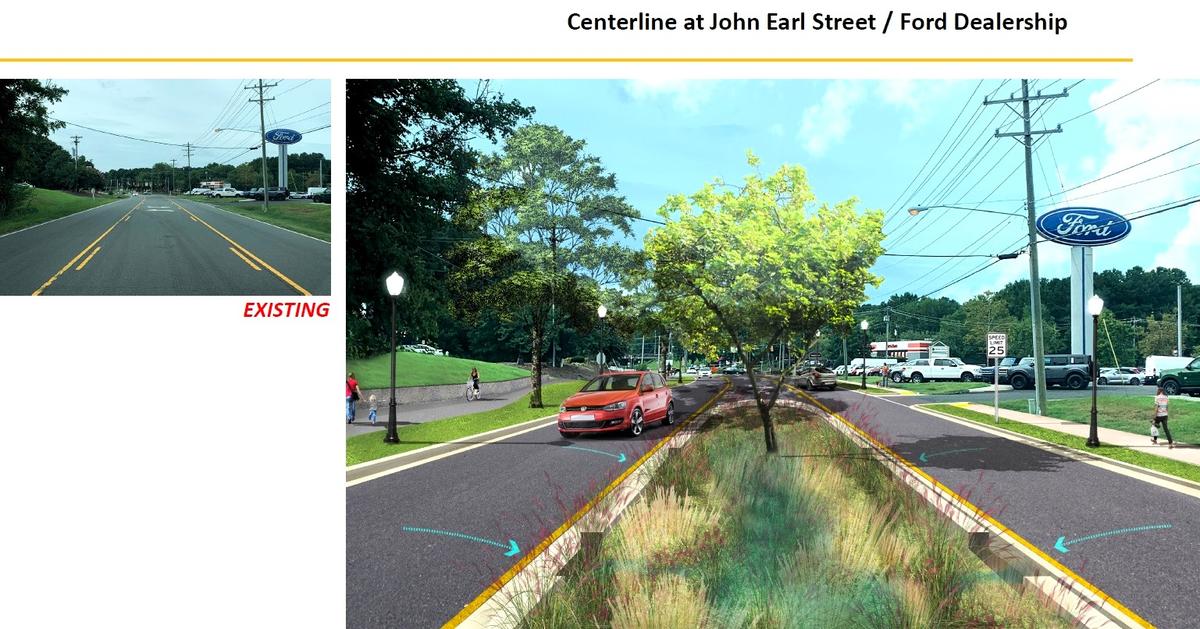 The stretch of South Churton Street from Mayo Street to just past Orange Grove Road could remain two lanes, but with a landscaped median or turn lanes, according to a new plan being considered in Hillsborough.