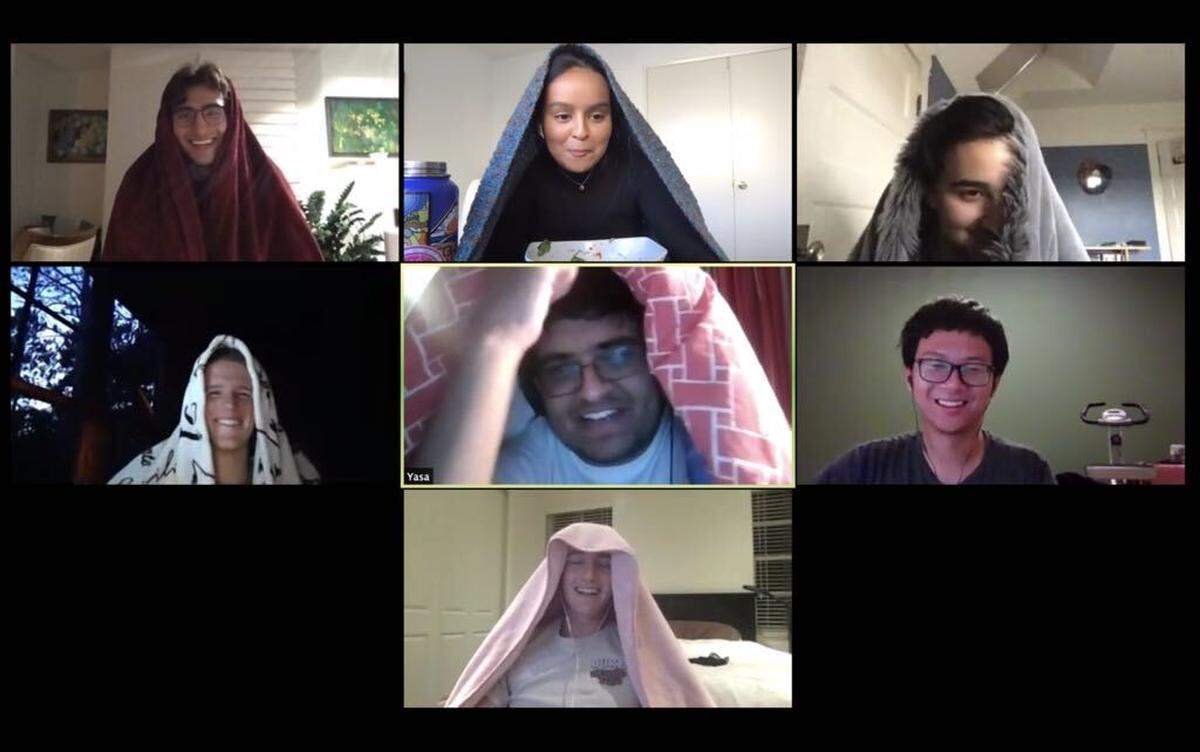 Duke University students that are part of Project Phoenix meet on a Zoom call.