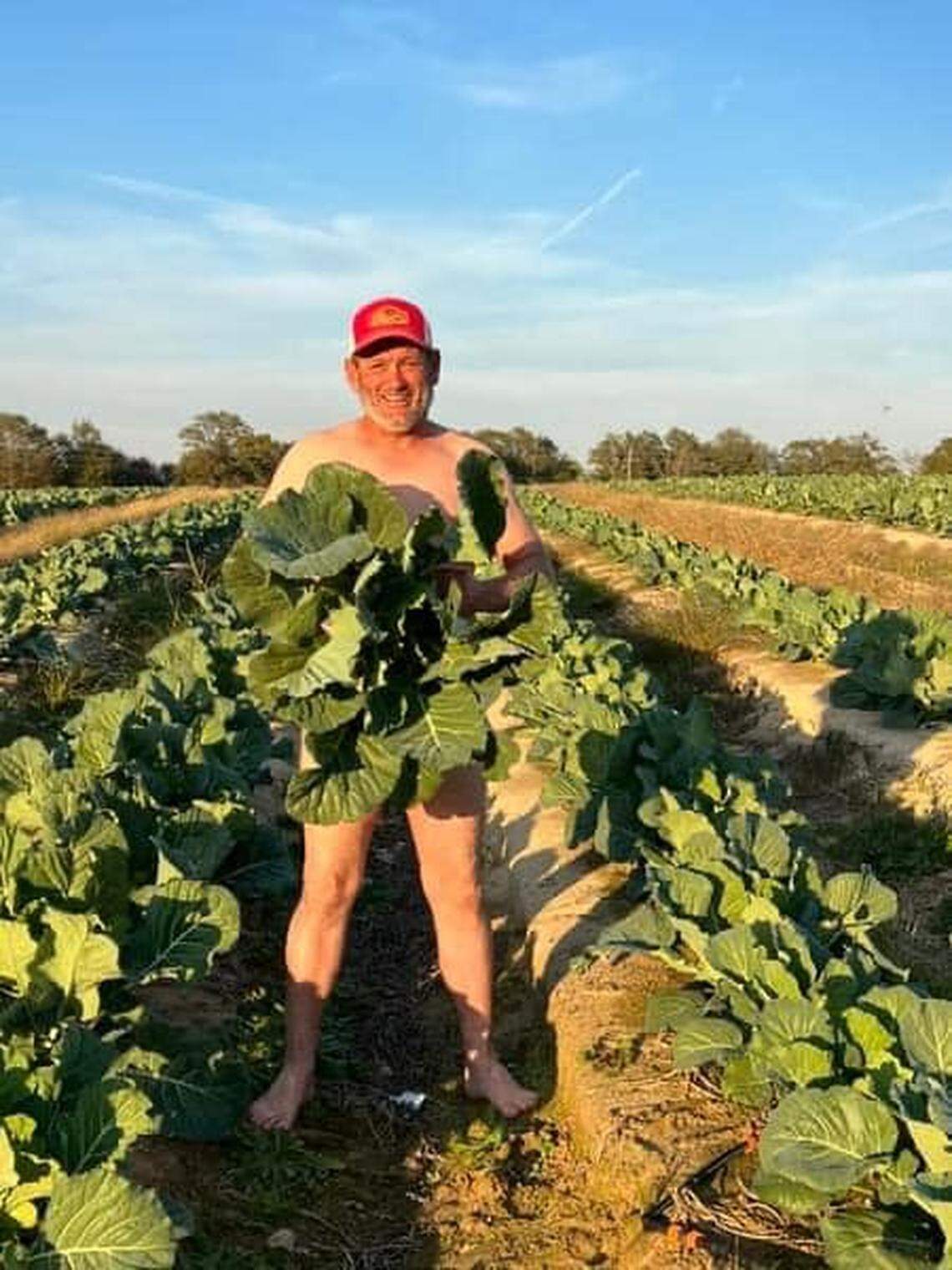 Lee Berry of Ellerbe, who submitted the winning entry to the 2023 Sexiest NC Collard Farmer Contest