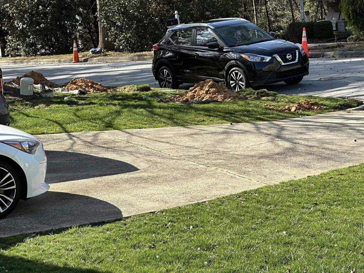 Apex resident Jeremy Davis shared this photo of Google Fiber being installed near his yard in 2023. “They mostly did a pretty good job preserving and replacing the turf to cover what they dug up,” he said.