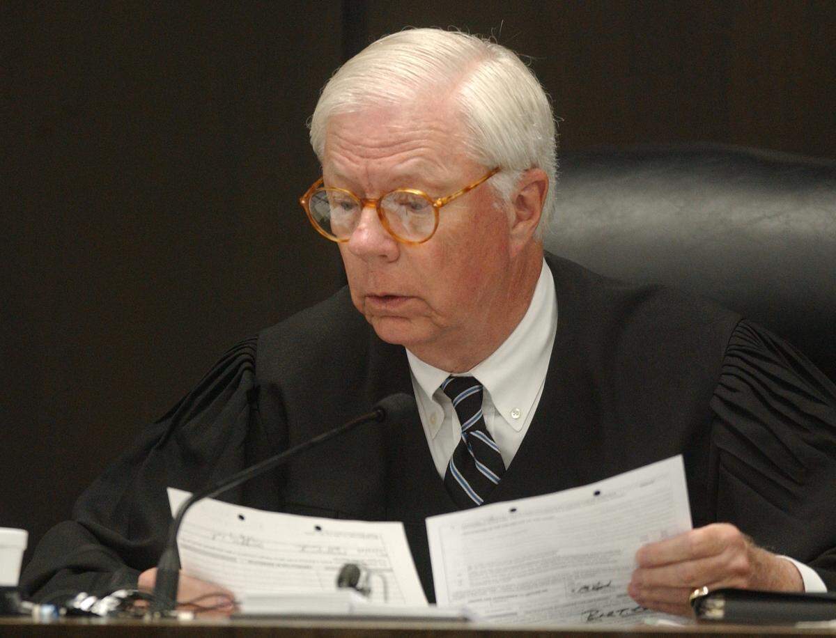 Visiting Superior Court Judge James C. Spencer Jr of Graham presided over the sentencing of Larry Robert Veeder Jr. on April 23, 2004.