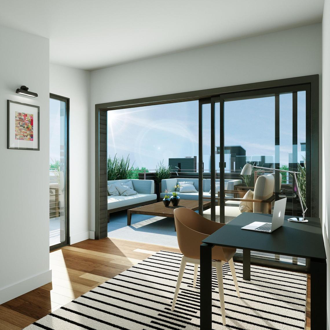 Renderings of The Grove in Durham by David Baker Architects. The Grove is a 62-townhome community within walking distance of Durham’s American Tobacco Campus.