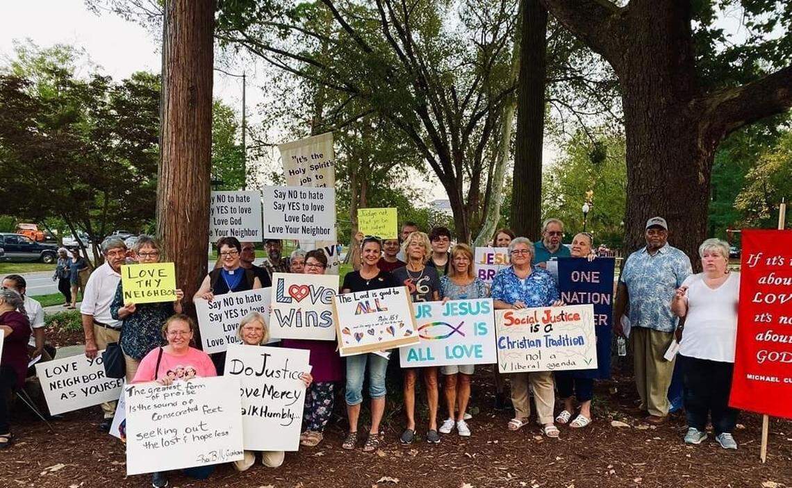 A group organized to stand outside Franklin Graham’s event in Fayetteville on Oct. 1 to show “a much more inclusive version of Christianity,” Arleen Myers Fields said.
