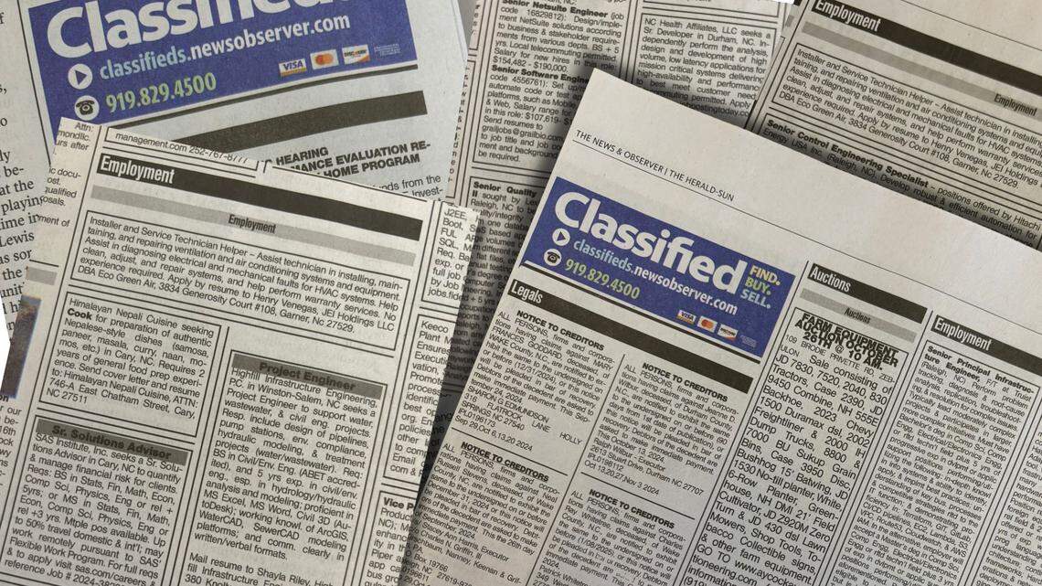 Classified ads in local newspapers like The News & Observer require applicants to mail in resumes. They actually explain part of the U.S. immigration system.