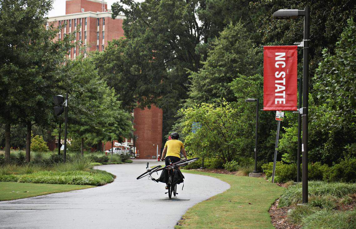 It is fairly quiet on the N.C. State University campus on Wednesday, Sept. 9, 2020.