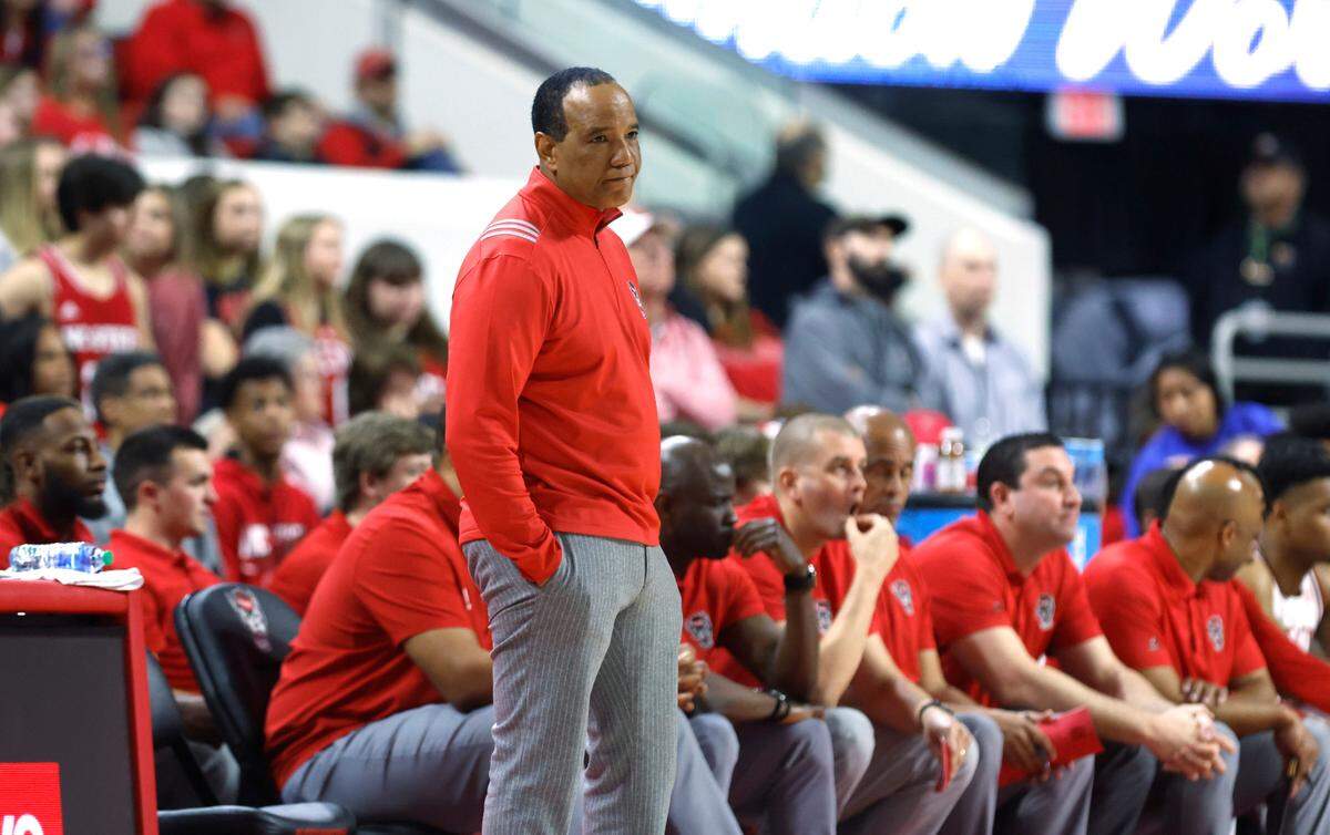 N.C. State head coach Kevin Keatts watches during the first half of N.C. State’s game against Clemson at PNC Arena in Raleigh, N.C., Saturday, Feb. 25, 2023.