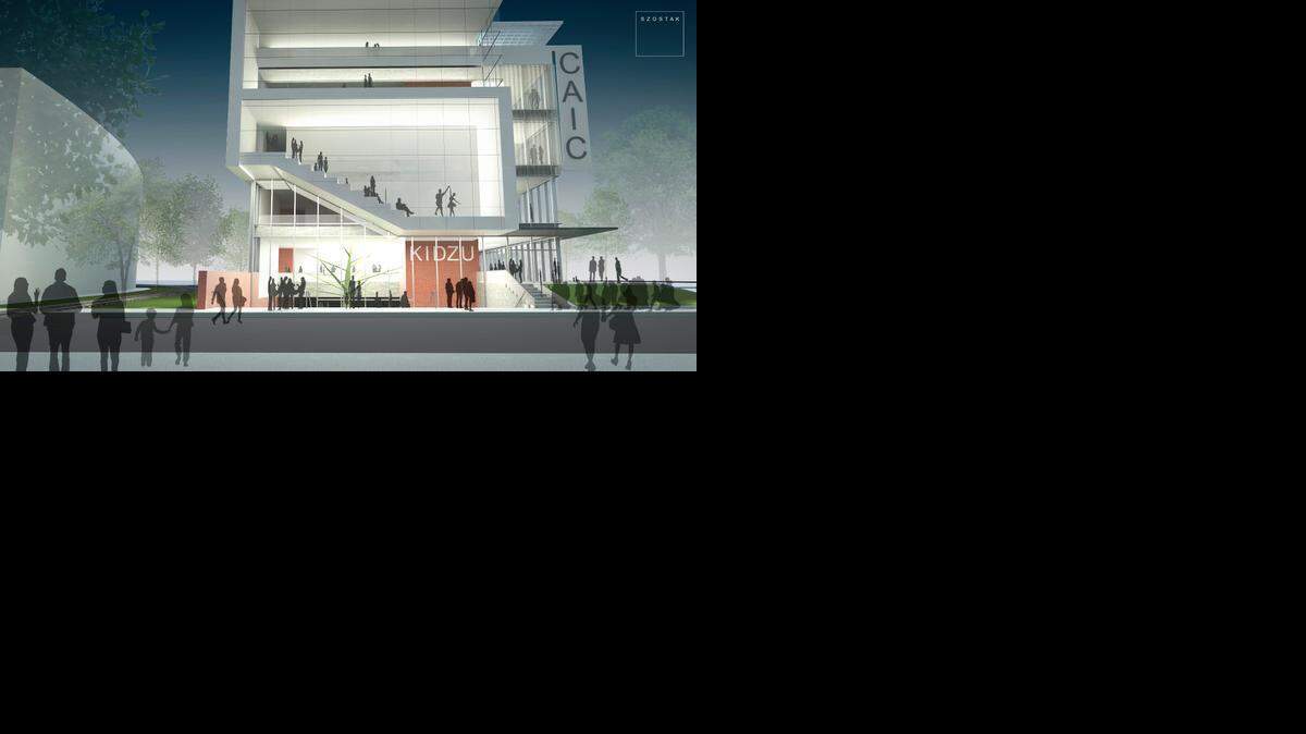 Architect Phil Szostak stresses this is just a concept of how the proposed Carrboro Arts & Innovation Center might look.
