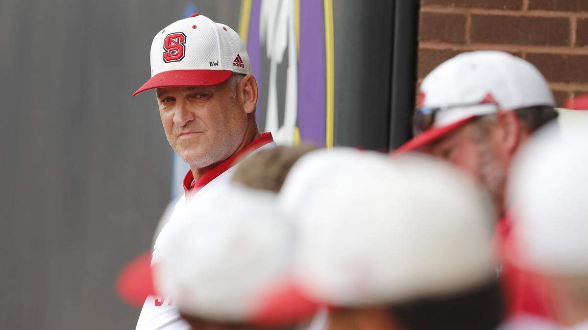 N.C. State head coach Elliott Avent watches during N.C. State’s game against Campbell in the Greenville Regional at Clark-LeClair Stadium in Greenville, N.C., Friday, May 31, 2019.
