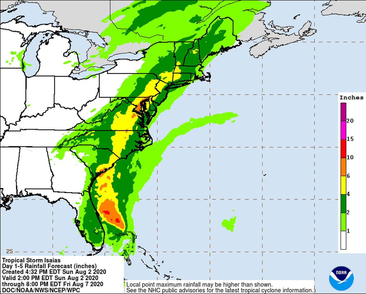 Watches and warnings for everything from flash floods to thunderstorms continue to mount in North Carolina as the state braces for Tropical Storm Isaias’ predicted landfall Monday night somewhere in the state.